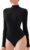 REORIA Long Sleeve Turtleneck Bodysuit Top