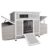 58″ Large Wood Chicken Coop with Dual-Sided Nesting Boxes, Gray/White