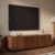 58″ TV Stand, Walnut Mid Century Console With Wave Doors & 2 Drawers