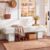 59″ White Teddy Fleece Entryway Bench, Long Upholstered Ottoman Shoe Bench
