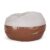 5 Foot Two Color Fabric and Faux Leather Rounded Bean Bag, Light Grey and Coffee Brown