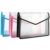 5Pcs A4 Plastic Expanding File Folder Transparent Waterproof Document Bag with Press Button for Office Data Storage(Blue)