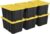 6-Pack 27-Gallon Industrial Totes – Rugged Black & Yellow Plastic Storage Bins with Secure Snap-On Lids, Stackable Design for Garage, Warehouse or Workshop Organization