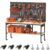 60″ Adjustable Height Workbench,9-Level Heavy Duty Work Bench with Storage Shelf Pegboard LED Light & Built-in Power Strip, 2010 lbs Load Capacity Rolling Tool Bench for Garage Workshop