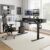 60″ Electric Height Adjustable Standing Desk with Built-in Charging Station, Sit-Stand Computer Desk with Flip Panel, Dual Monitor Arm & PC Tower Holder, Height Adjustable Workstation for Home Office