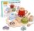 Wooden Red Tea Set Toys – Kids Pretend Play – Tea Party Set with Tea Cup Set and Play Kitchen Accessories – Montessori Toys – Cooking Set – Gift Set for Girls Boys