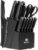 Knife Set, 15-Piece Kitchen Knife Set with Block and Built-in Sharpener, Dishwasher Safe, Non-slip Handle, 6 Steak Knives, Black