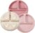 PandaEar 3 Pack Toddler Plates, Silicone Divided Suction Plate for Babies, BPA-Free 100% Food-Grade Silicone Unbreakable Baby Plate (Pink/Linen/Light Pink)