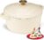 Overmont Enameled Cast Iron Dutch Oven – 4.5QT Pot with Lid Cookbook & Cotton Potholders – Heavy-Duty Cookware for Braising, Stews, Roasting, Sourdough Baking Cream White