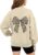 Arshiner Girls Oversized Crewneck Sweatshirt Kids Fashion Fleece Pullover Sweater Khaki Bow Sweatshirt Size 13-14 Years