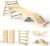Pikler Triangle Set 7in1 Toddler Climbing Toys Indoor Foldable Baby Climbing Toys Wooden Montessori Climbing Set with Arch, Ramp, Ladder for 1-3 Years, Jungle Gym for Kids (Natural)