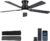 NKPU 52 Inch Black Ceiling Fan with Lights, Modern Low Profile Ceiling Fan with Remote & APP Control, Quiet DC Motor, 6 Speeds, Dimmable LED Light, Dual-Sided Wood Blades for Bedroom Living Room