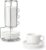 MALACASA 2.5 OZ Porcelain Espresso Cups with Saucers and Metal Stand Set of 4, Stackable Cappuccino Cups, White Expresso Shots Cup Set for Coffee Drinks, Latte, Tea