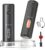 CIRCLE JOY Rechargeable Electric Salt and Pepper Grinder Set with Base, Automatic Pepper Mills with 110ml Container, External Adjustable Coarseness, White Led Light and One-Handed Operation, Black