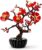 Plum Blossom Building Set – 599PCS Red Artificial Flowers with Black Pot Floral Botanical Collection Bonsai Building Blocks for Women Mom Home Decor Table Centerpiece Gift Anniversary Birthday