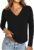 UNCLECAT Womens V Neck Long Sleeve Shirts