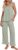 Ekouaer Women’s Ruffle Pajama Set 2 Piece Sleeveless Square Neck Tank Top & 9/10 Pants Loungewear Casual Pjs for Women Green