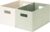 StorageWorks Fabric Storage Bins for Shelves, Closet Organizers and Storage Baskets, Collapsible Storage Bins with Cutout Handles, Medium, 2-Pack, Ivory and Light Green
