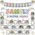 64Pcs Our Class Family is Picture Perfect Bulletin Board Set, Composition Notebook Photo Frame Back to School Bulletin Board for School Office Classroom Chalkboard Wall Decor