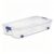 66 Quart Underbed Storage with Wheels, Plastic Under Bed Storage Bin with Latching Lid, Low Profile Rolling Organizer for Clothes, Shoes and Blankets, Clear, 1-Pack