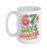 67 Days Smarter School Teacher Student Classroom Ceramic Mug, White, 15oz