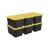 6 Pack 27 Gallon Large Storage Bin, Plastic Storage Totes With Secure Snap Lid, Multipurpose Container For Home, Garage And Warehouse, Black Yellow