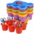 6 Pcs Classroom Caddy Organizer, Desktop Plastic Caddy with Handle and 6 Compartments, Multicolor Drink Holder for Crayons, Pencils, Markers and Office Supplies, Desk, Shelf and Countertop Use