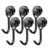 6pcs Magnetic Hooks Heavy Duty Swivel Hooks Cruise Black Strong Neodymium Magnet Hook for Refrigerator, Grill, Locker(Black)