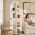 6 Tier Rotating Bookshelf Tower, 360° White Spinning Bookshelf w/LED Lights