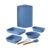 7-Piece Nonstick Aluminized Steel Bakeware Set, Blue Speckled Baking Pan Set with Cookie Sheet, Cake Pan, Square Pan, Round Pan, Loaf Pan, Silicone Spatula and Whisk for Home Baking