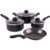 7-Piece Nonstick Aluminum Cookware Set with Lids, Includes 1QT/2QT Saucepan, 4QT Dutch Oven & 8in Skillet, Black Non-Stick Coating, Not Induction & Oven Safe, Residential Daily Kitchen Use