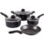 7-Piece Pots and Pans Set Non-Stick, Durable Aluminum Construction with Reinforced Coating, Resists Scratches and Warping, Ideal for Daily Family Cooking，black