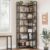 7-Tier Corner Shelf Industrial Bookshelf, Rustic Wood & Metal Frame