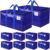 FabSpace 10Pack Moving Storage Bags, Moving Supplies Packing Boxes for Moving, Camping, College Dorm Room Essentials for Girls, Blue Tote Bags, 76L Heavy-Duty Storage Bins With Lids And Zippers
