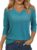 Womens Tops 3/4 Sleeve V Neck Tunic Tops Casual Loose Fit Shirts