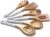 Wooden Spoons For Cooking, 6 Pieces Natural Acacia Wooden Cooking Utensils or Non-Stick Wooden Kitchen Utensil Set for Kitchen Essentials, Wood Cooking Utensils Set with Hanging Hole, Grey