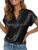 FUNLINGO Womens Silk Satin Button Down Shirts