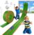 TAEMVV 15 Ft Dual Flexible Race Track for Kids, DIY Ramps Car Track Set Compatible with Hot Wheels 1/64 Diecast Cars, Reinforced Suction Cup for Boys Girls 3+, Green&Orange