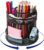 Comix Mesh 360° Rotating Pen Holder, Desk Organizer for Home Office, Black | 5 Compartment Pencil Holder, Sticky Notes Holder, Pen Organizer Office Supplies