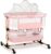 Baby Bassinet, 3 in 1 Infant Bassinet Bedside Sleeper, Bassinet with Cover, Rocking Bedside Bassinet for Baby with Storage Basket, Foldable & Adjustable Travel Crib (Light Pink)