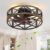 Caged Ceiling Fan with Light and Remote, 20″ Low Profile Flush Mount Ceiling Fans with Light, 6 Speed, Timing, Reversible DC Motor, Small Farmhouse Fan Lights for Bedroon Kitchen Living Dining Room