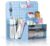 Comix Desk Organizer with 2 Drawer, Blue 360° Rotating Pen Holder for Desk