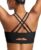 BRXL Sports Bra with Sewn in Pads Light Impact Criss Cross Adjustable Spaghetti Strap Padded Cut Out Cross Back Yoga Workout