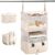 Hanging Closet Organizer, Foldable Beige Mesh Shelves with Zipper Bag
