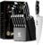 KOSROR Kitchen Knife Set with Block: 15-Piece German Stainless Steel with Dual Sharpener for Beginners – Covers 95% Kitchen Tasks – Black Full-Tang Ergonomic Handle, Dishwasher Safe, Easy to Use