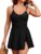 Hanna Nikole Womens One Piece Swimsuits Modest Bathing Suit for Women V Neck Gold Metal Long Torso Swimdress Black XL