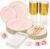 GENERIC 175Pcs Pink Plastic Plates for Party