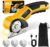 Zeleki Cordless Electric Scissors: 4V Rechargeable Cardboard Cutter, 3 Blades, Safety Lock & LED Light, Box Cutter for Carton Carpet Plastic Fabric Leather(Yellow）