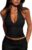 REORIA Womens Lace Halter Backless Tank Top