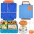 FOOYOO Bento Lunch Box Set for Kids & Adults, Leakproof 4-Compartment Container with Insulated Stainless Steel Food Jar, Utensils, BPA-Free, Microwave & Dishwasher Safe for School Work Travel（Blue）
